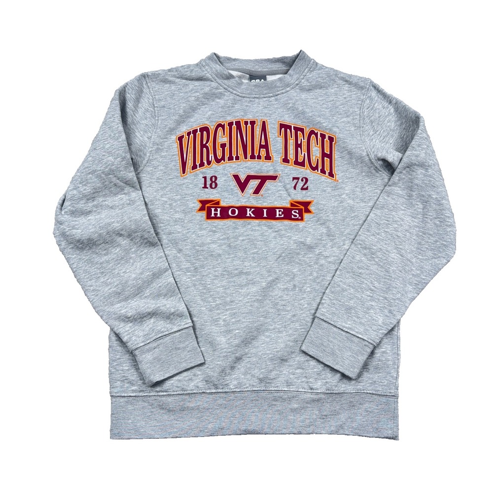 Virginia Tech Hokies Sweatshirt Women Small Gray Crewneck Sweater Retro
